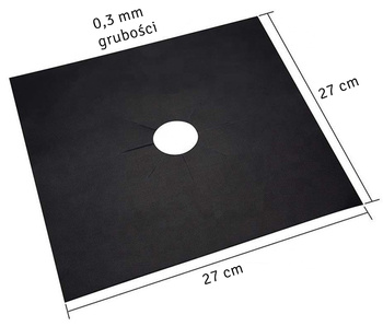 4x Teflonowa mata na palniki gazowe – zestaw 4 sztuk, łatwe czyszczenie i ochrona 27x27cm czarna AG666H