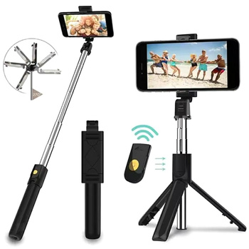 Uniwersalny tripod z pilotem bluetooth i uchwytami do smartfona – idealny do selfie ST15