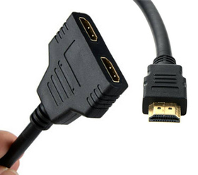 Adapter HDMI 1 na 2 - Rozdzielacz HDMI do dwóch ekranów TV, monitor, projektor czarny AK316