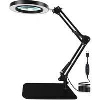 LAMPA LED ze szkłem powiększającym 3x reuglowany wysięgnik 65cm czarna ZD141