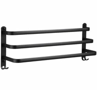 Metalowy WIESZAK na Ręczniki Łazienkowy w stylu Loft 50x28,5cm czarny mat AG988A 