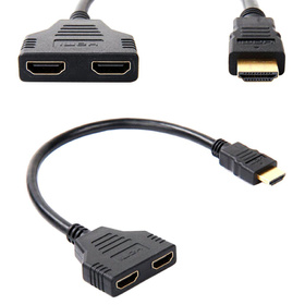 Adapter HDMI 1 na 2 - Rozdzielacz HDMI do dwóch ekranów TV, monitor, projektor czarny AK316