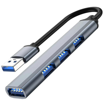 Aktywny HUB USB rozdzielacz ultra szybki 4 porty Plug&Play grafitowy AK340