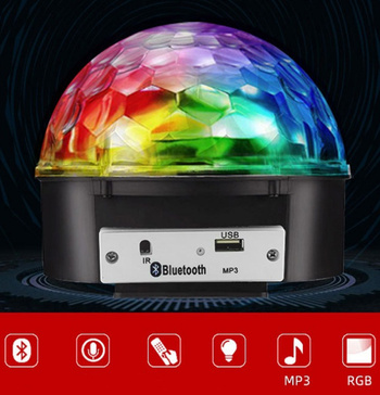 KULA DYSKOTEKOWA z Odtwarzaczem MP3 Głośnik Stereo DJ Disco LED ZS39A