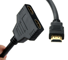 Adapter HDMI 1 na 2 - Rozdzielacz HDMI do dwóch ekranów TV, monitor, projektor czarny AK316