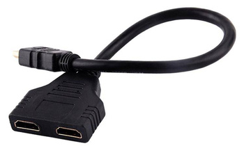 Adapter HDMI 1 na 2 - Rozdzielacz HDMI do dwóch ekranów TV, monitor, projektor czarny AK316