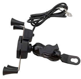 Uniwersalny UCHWYT motocyklowy na telefon port USB 1,2A czarny AP14C 