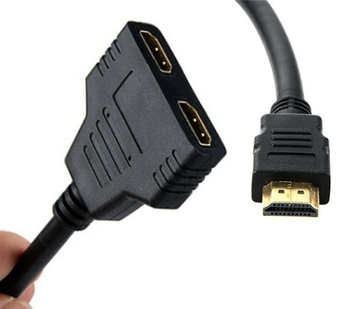 Adapter HDMI 1 na 2 - Rozdzielacz HDMI do dwóch ekranów TV, monitor, projektor czarny AK316