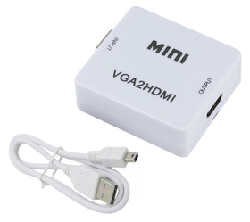 KONWERTER Obrazu i Dźwięku z VGA D-SUB - HDMI 1.3 + Audio biały HD36