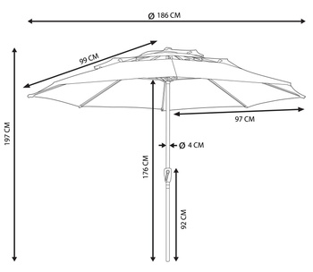 Parasol przeciwsłoneczny plażowy balkonowy ogrodowy 180 cm składany UV lekki regulowany niebieski