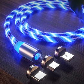 Magnetyczny KABEL do Telefonu USB-CMICRO Podświetlenie LED 100cm niebieski KK21S 