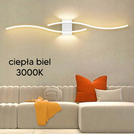 Ozdobny KINKIET LED ścienny ciepła biel 24W 60cm biały ZD150B