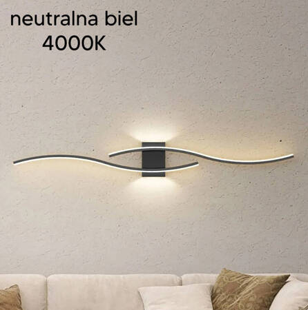 Ozdobny KINKIET LED ścienny neutralna biel 24W 60cm czarny ZD149A