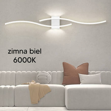 Ozdobny KINKIET LED ścienny zimna biel 24W 60cm biały ZD150