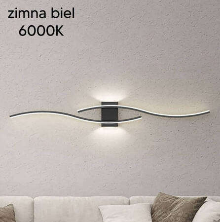 Ozdobny KINKIET LED ścienny zimna biel 24W 60cm czarny ZD149