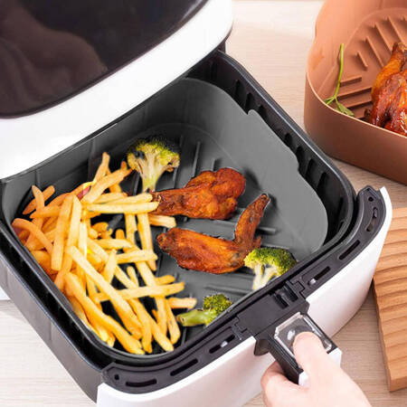 Silikonowa WKŁADKA do pieczenia frytek we frytkownicy airfryer 20x20cm szara DA283