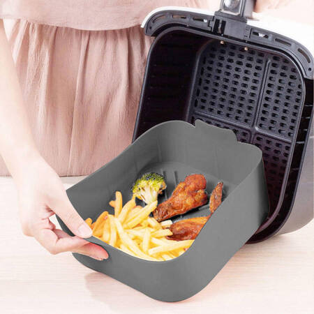 Silikonowa WKŁADKA do pieczenia frytek we frytkownicy airfryer 20x20cm szara DA283