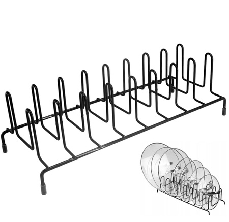 Stojący ORGANIZER na pokrywki do garnków stal 33,5cm czarny DA188