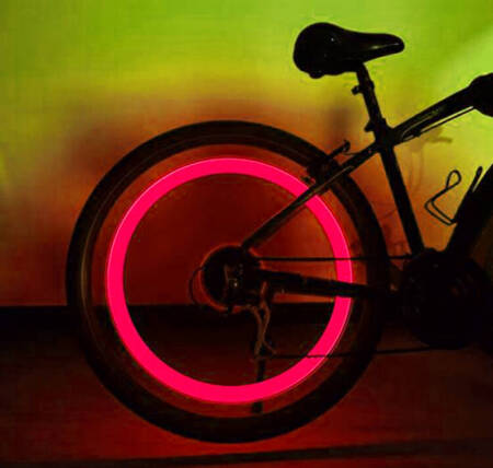 Świecące NAKŁADKI na Wentyle rowerowe LED 2sztuki czerwone AG304C