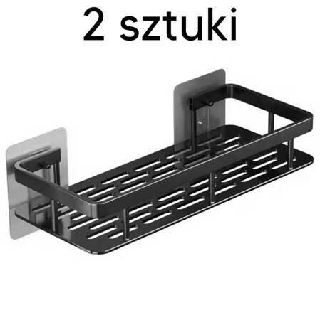 Uniwersalna PÓŁKA łazienkowa wisząca 2 sztuki 30x13 cm czarna DA264 