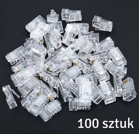 Zestaw KOŃCÓWEK RJ45 8P8C do PatchCordów 100sztuk RJ1A