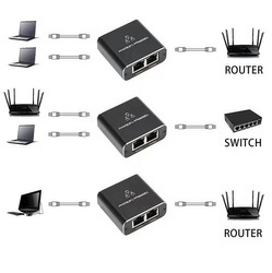 ROZDZIELACZ sygnału sieciowego LAN kompresja 1 na 2 RJ45 czarny HD43